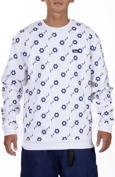 Vast Floral Print Recycled Polyester Sweatshirt In White