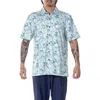 Vast Hibiscus Print Floral Short Sleeve Performance Button-up Shirt In Green