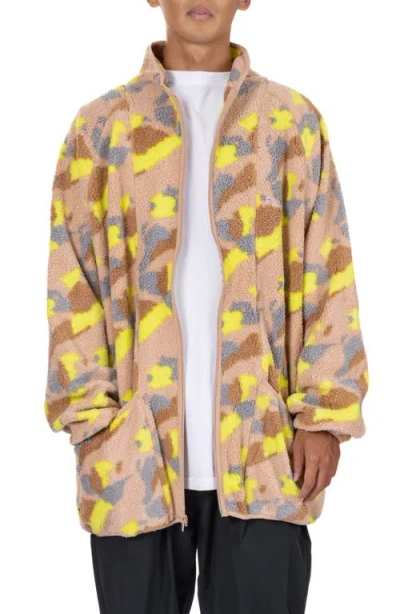 Vast Long Camouflage Fleece Jacket In Hazelnut Camo