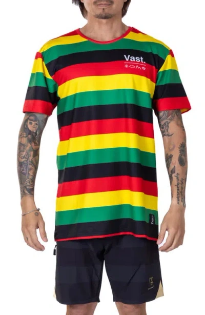Vast Stripe Aqua Terra Performance T-shirt In Red Multi