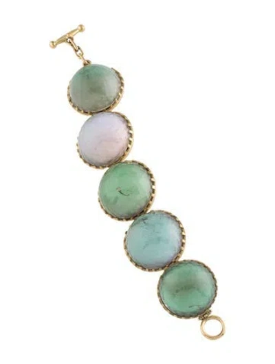 Pre-owned Vaubel Round Stone On Bezel Link Bracelet, 7" In Multi