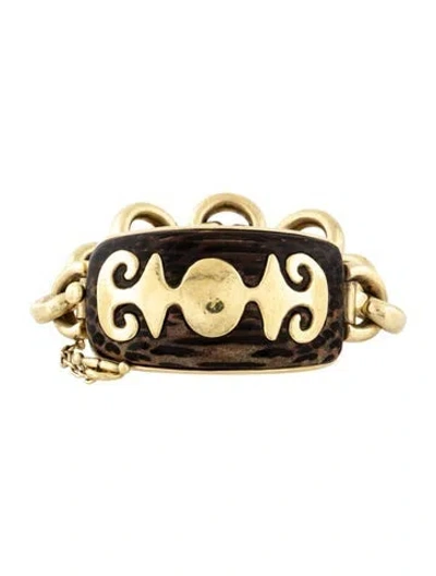 Pre-owned Vaubel Wood Station Bracelet, 6.5" In Multi