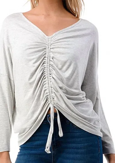 Vava Acacia Center Draw Shirring Top In Light Ash Grey In Gray