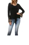 Vava Agnes Bell Long Sleeve Top In Black/gold Pleated Leopard In Multi