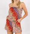 Vava Amaya Tube Romper In Red Multi In Multi