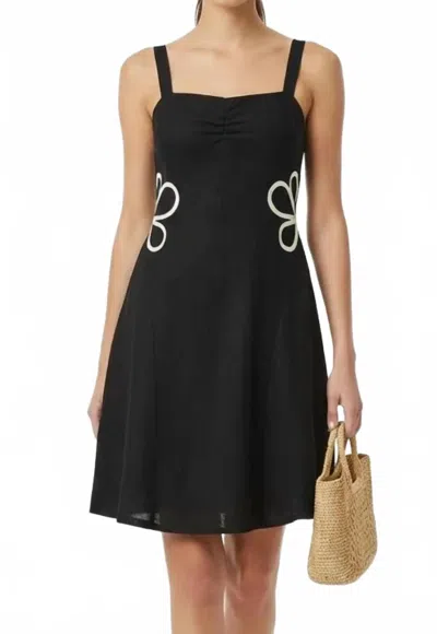 Vava Applique Linen Dress In Black In Brown
