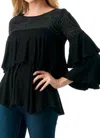 Vava Azalea Ruffle Top In Black In Black