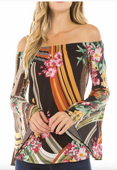 Vava Caia Bell Sleeve Top In Multi
