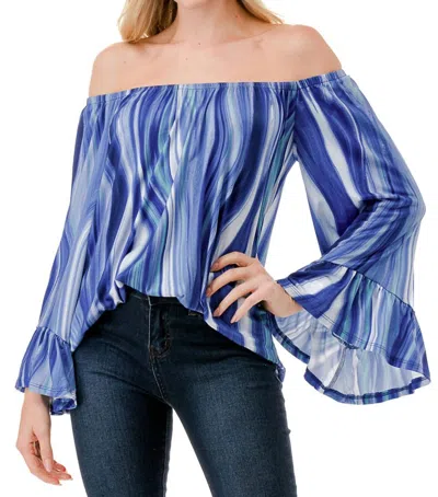 Vava Cordella Off Shoulder Top In Blue Water Color In Blue Watercolor