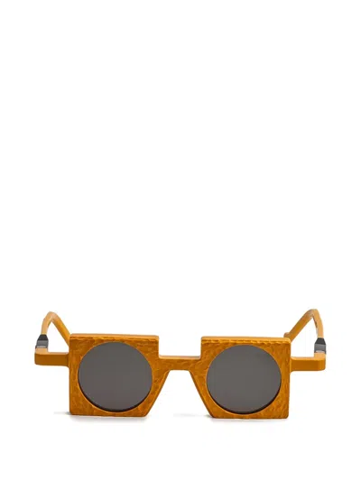Vava Eyewear 几何形镜框凹凸纹理效果太阳眼镜 In Orange