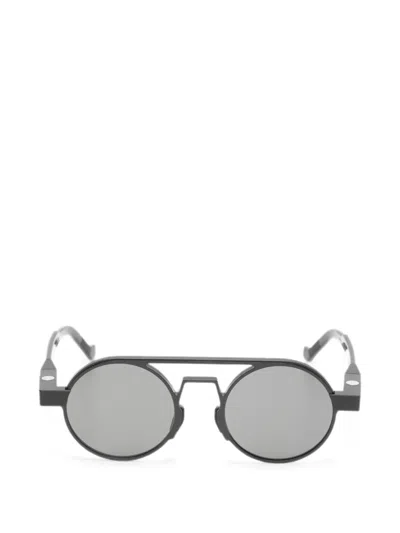 Vava Eyewear Round-frame Double-bridge Sunglasses In Black