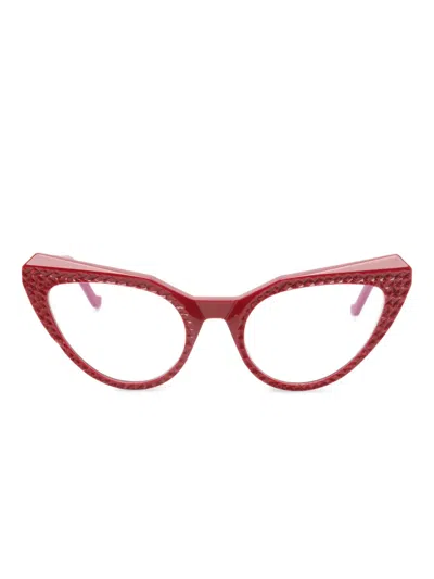 Vava Eyewear Textured Cat-eye-frame Glasses In Black