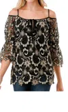 Vava Fleurette Top In Black Lace In Multi