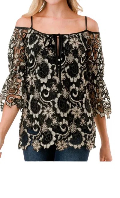 Vava Fleurette Top In Black Lace In Multi