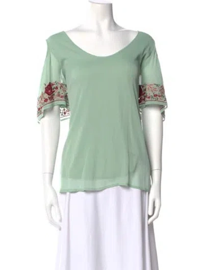 Pre-owned Vava Floral Print V-neck Blouse W/ Tags In Green