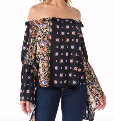 Vava Ginni Bell Sleeve Top In Navy In Blue