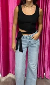 Vava Izzy Side Tie Crop Top In Black In Black