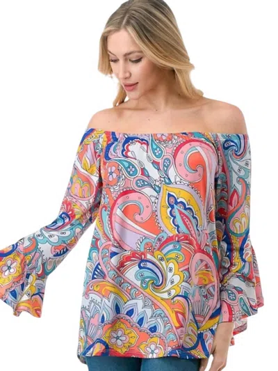 Vava Julia Off Shoulder Top In Summer Paisley In Multi