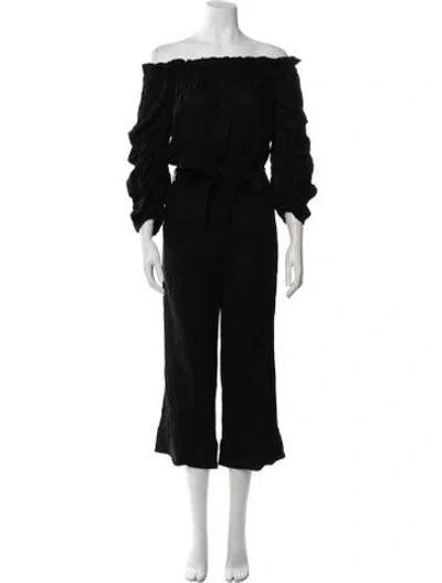 Pre-owned Vava Linen Off-the-shoulder Jumpsuit In Black