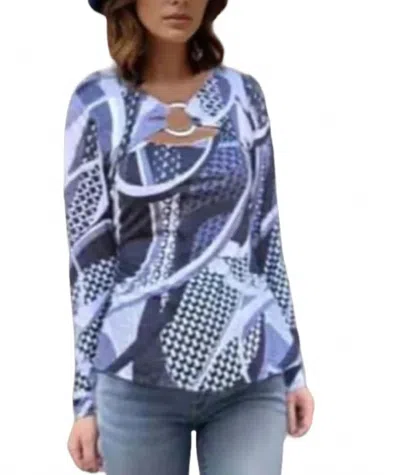Vava Metallic Ring Front Ring Top In Black Grey Geo In Multi