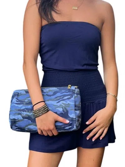 Vava Milan Tube Ruffle Dress In Navy In Blue