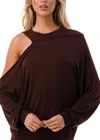 Vava Millie Open Shoulder Top In Chocolate Brown In Multi