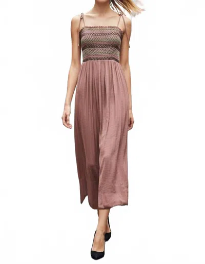 Vava Multi-color Smocking Maxi Dress In Mauve In Pink