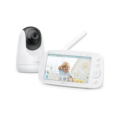 Vava No Wifi Video Baby Monitor, 5" 720p Hd Split-screen Baby Monitor With 2 Camera And Audio, Infrared N In White