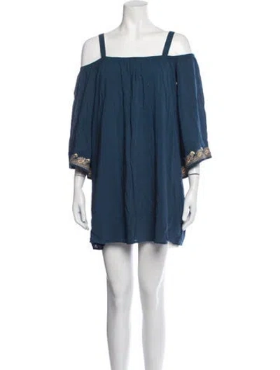 Pre-owned Vava Off-the-shoulder Mini Dress In Blue