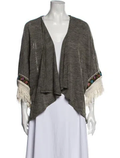 Pre-owned Vava Open Front Sweater In Green