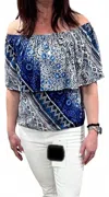 Vava Paisley Print On Or Off Shoulder Top In Multi Blue In Multi