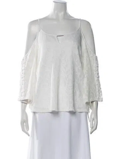 Pre-owned Vava Patterned V-neck Top In White