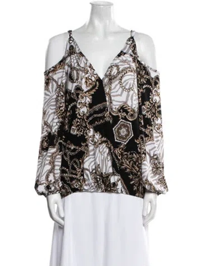 Pre-owned Vava Printed V-neck Blouse In Multi