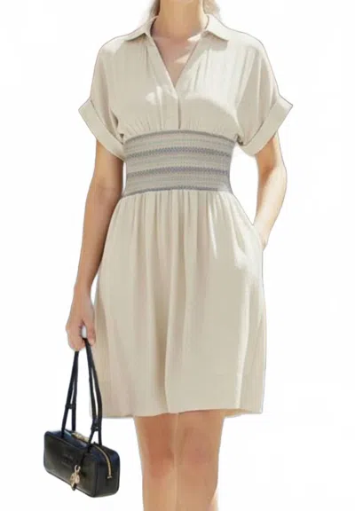 Vava Short Sleeve Mini Dress In Oyster In Beige