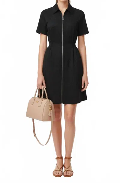 Vava Short Sleeve Zip Up Dress In Black