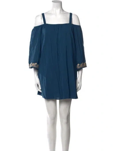 Pre-owned Vava Square Neckline Mini Dress In Blue