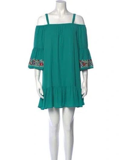Pre-owned Vava Square Neckline Mini Dress In Green