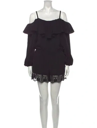 Pre-owned Vava Square Neckline Romper In Black