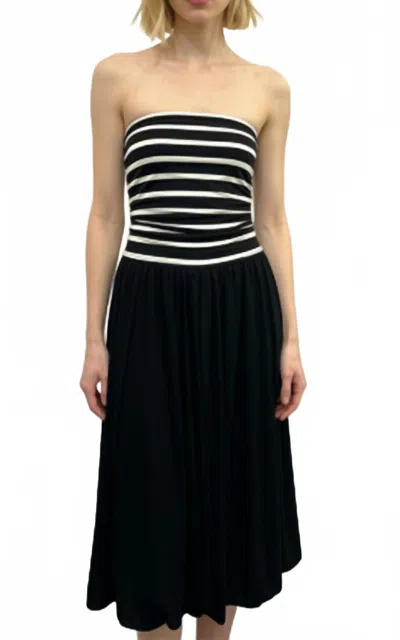 Vava Striped Strapless Dress In Black