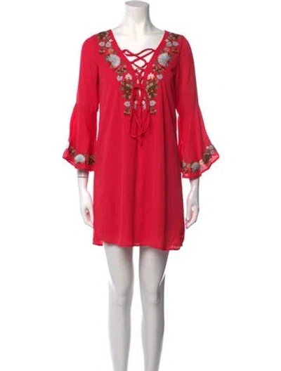Pre-owned Vava Tie Neck Mini Dress In Red