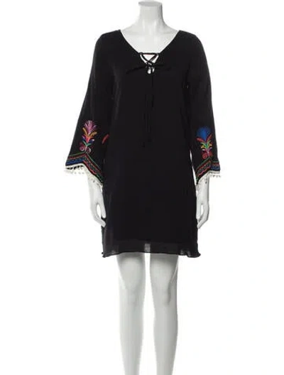 Pre-owned Vava V-neck Mini Dress In Black