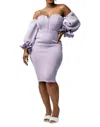 Vavavoom Off The Shoulder Midi Dress In Lavender In Purple