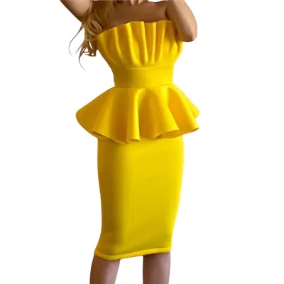 Vavavoom Peplum Dress In Yellow