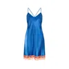 Vavi Studio Women's Blue / Orange Sapphire Satin Lace Slip Dress