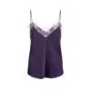Vavi Studio Women's Purple Midnight Lace Trim Silk Camisole