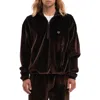 Vayder Baglioni Stretch Velvet Half Zip Sweatshirt In Walnut