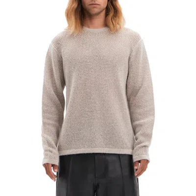 Vayder Barlozzini Open Stitch Wool & Cashmere Crewneck Sweater In Ashen Stone