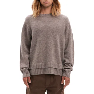 Vayder Gerardo Oversize Double Layer Wool & Cashmere Crewneck Sweater In Offshore