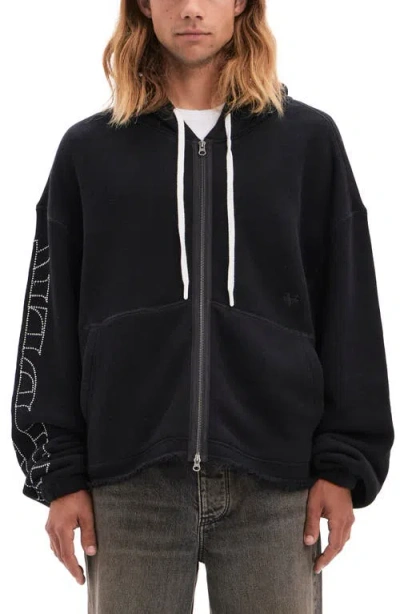 Vayder Giuseppe Oversize Embroidered Logo Zip Hoodie In Black