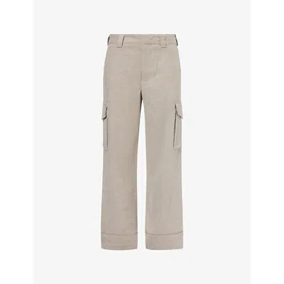 Vayder Mens Costante Cargo-pocket Wide-leg Felt Trousers Grey Sand